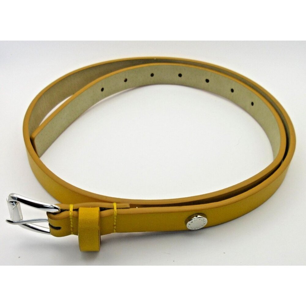 Steve Madden Womens Yellow Faux Leather Silver Tone Skinny 37" Adjustable Belt